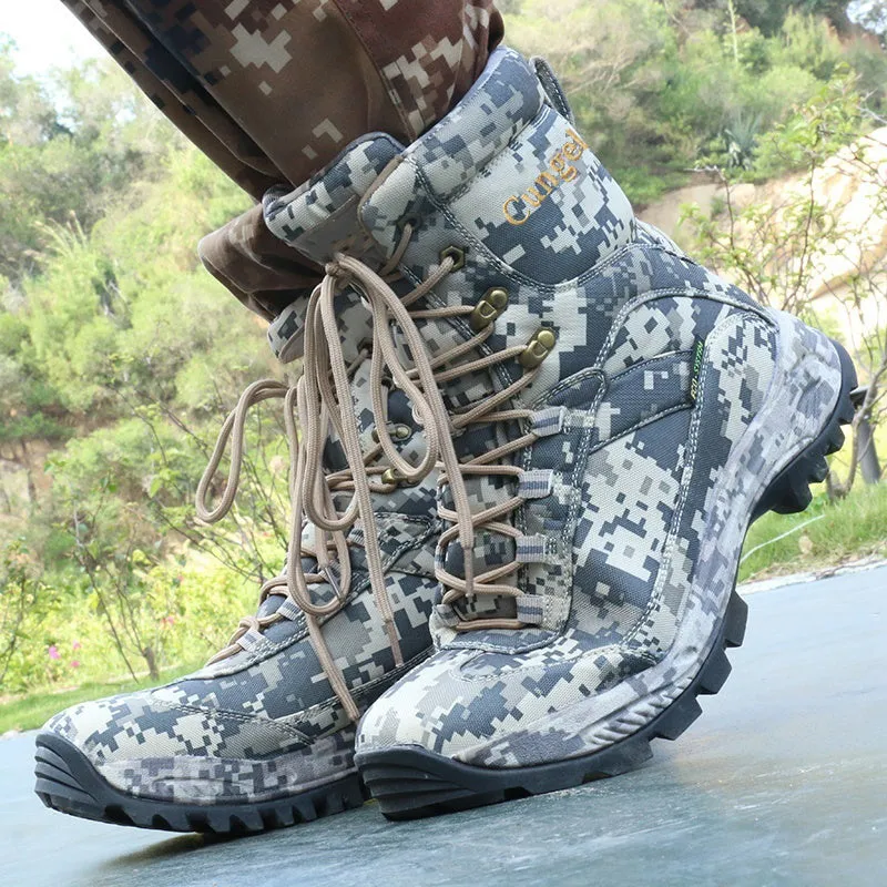 Men’s Side Zip Outdoor Training Camouflage Army Boots | 002