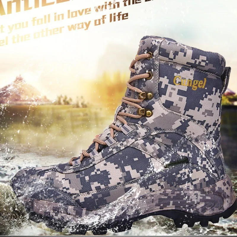 Men’s Side Zip Outdoor Training Camouflage Army Boots | 002