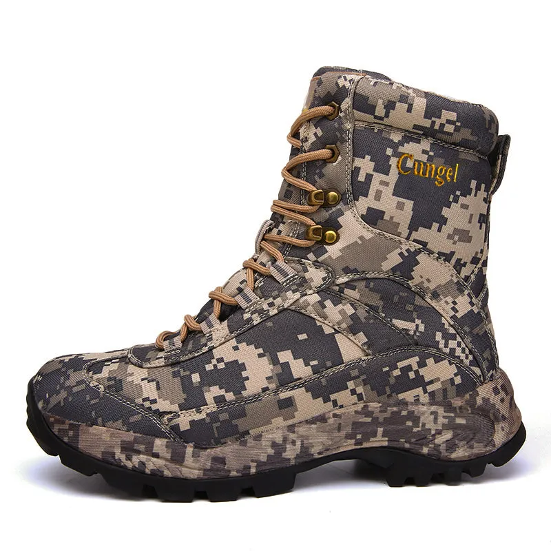 Men’s Side Zip Outdoor Training Camouflage Army Boots | 002