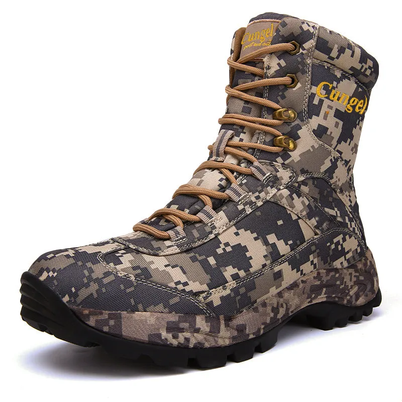 Men’s Side Zip Outdoor Training Camouflage Army Boots | 002