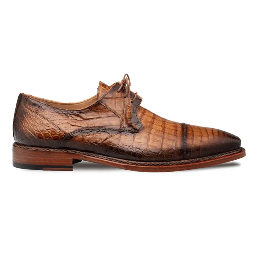 Mezlan Giovane Fuscus Cap Toe Derby Camel Crocodile Shoes