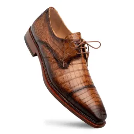 Mezlan Giovane Fuscus Cap Toe Derby Camel Crocodile Shoes