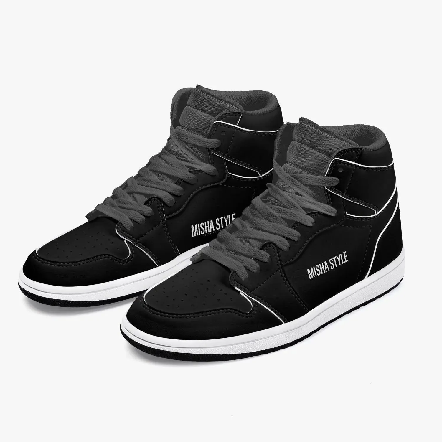 Misha Black High-Top Leather Sneakers