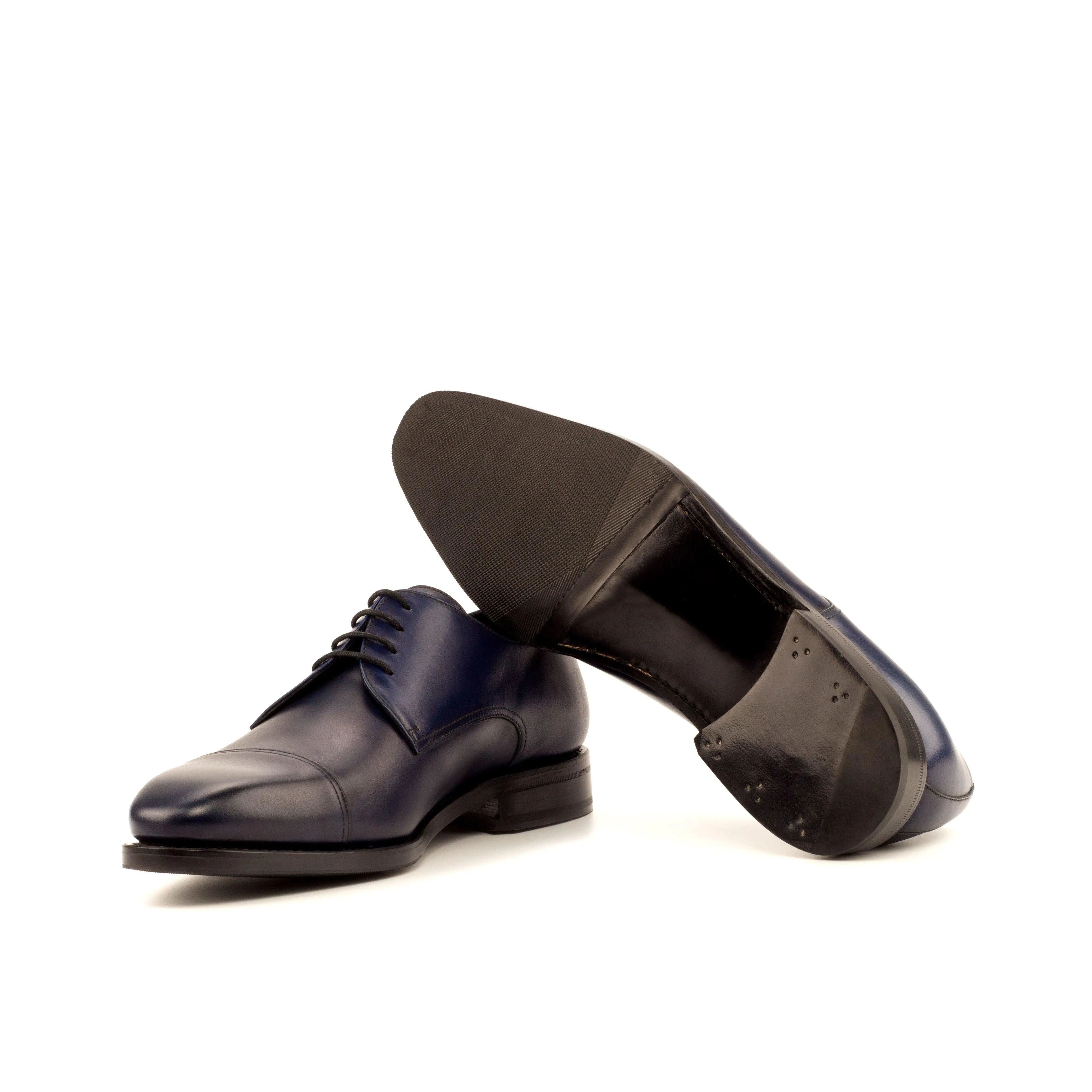 Navy Calf Leather Derby Shoes