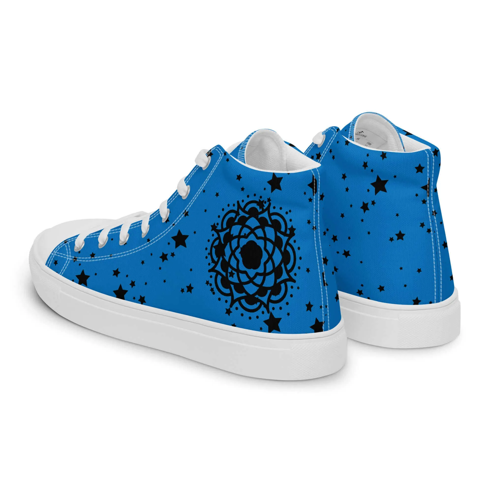 Nowhere2be Blue Flower high top canvas shoes