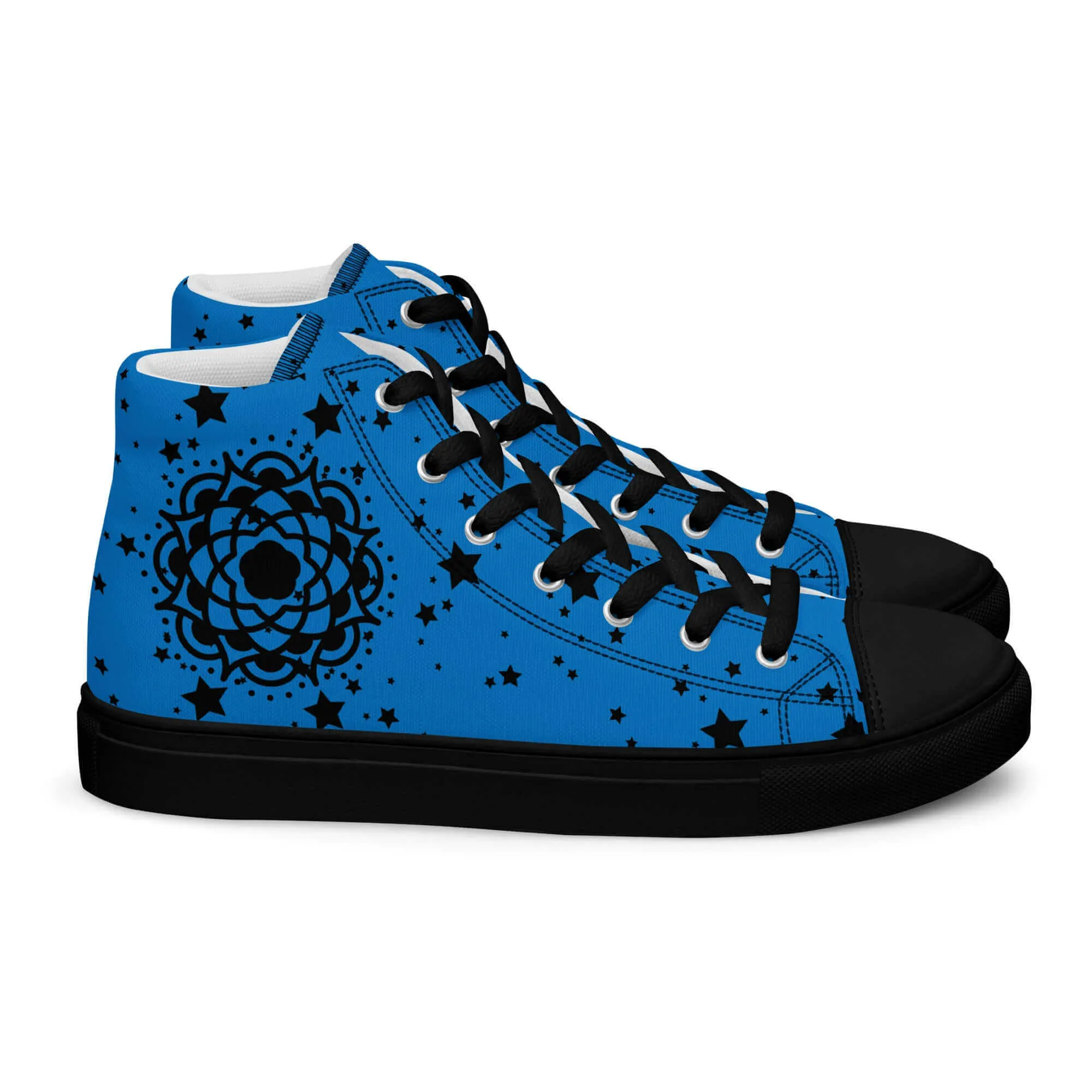 Nowhere2be Blue Flower high top canvas shoes