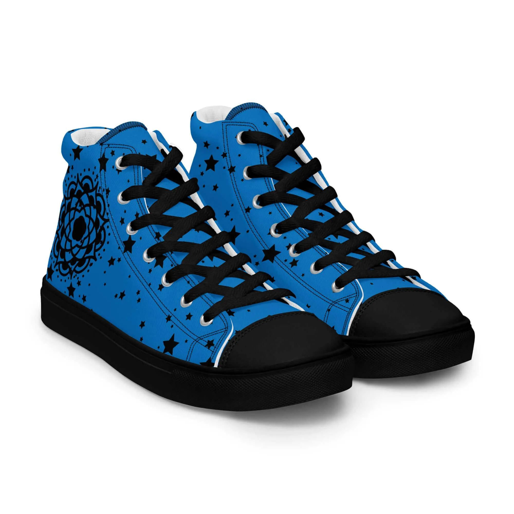 Nowhere2be Blue Flower high top canvas shoes