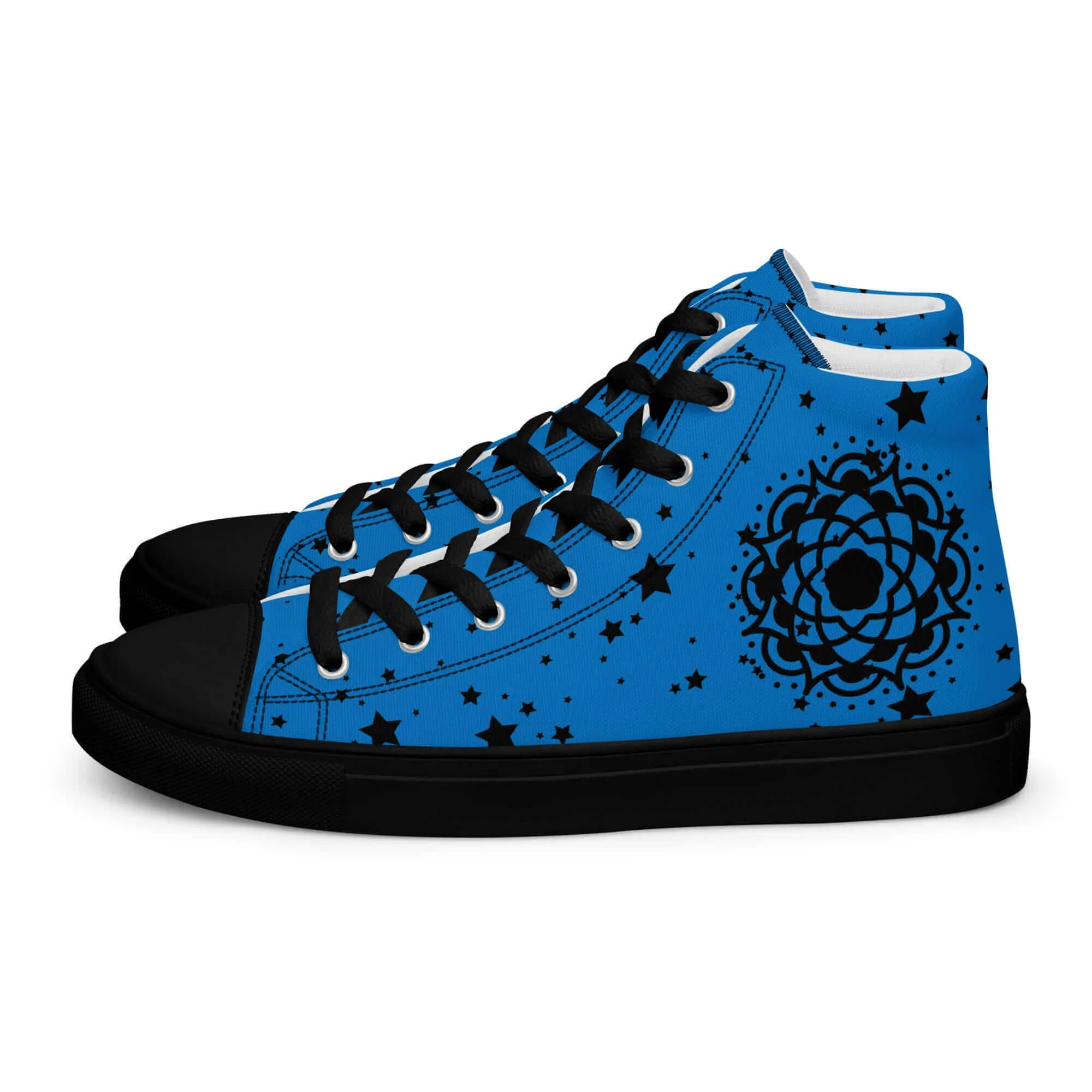 Nowhere2be Blue Flower high top canvas shoes