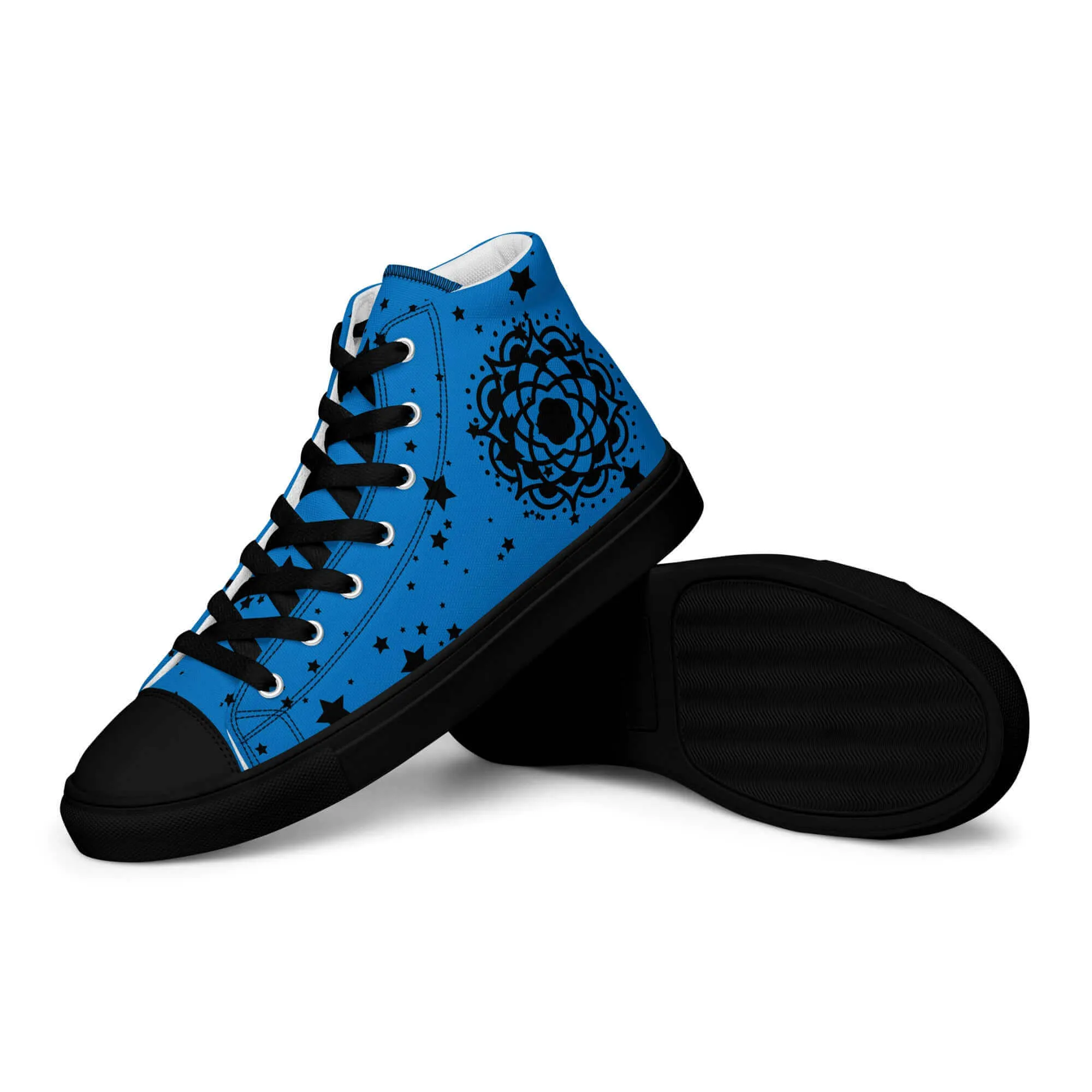 Nowhere2be Blue Flower high top canvas shoes