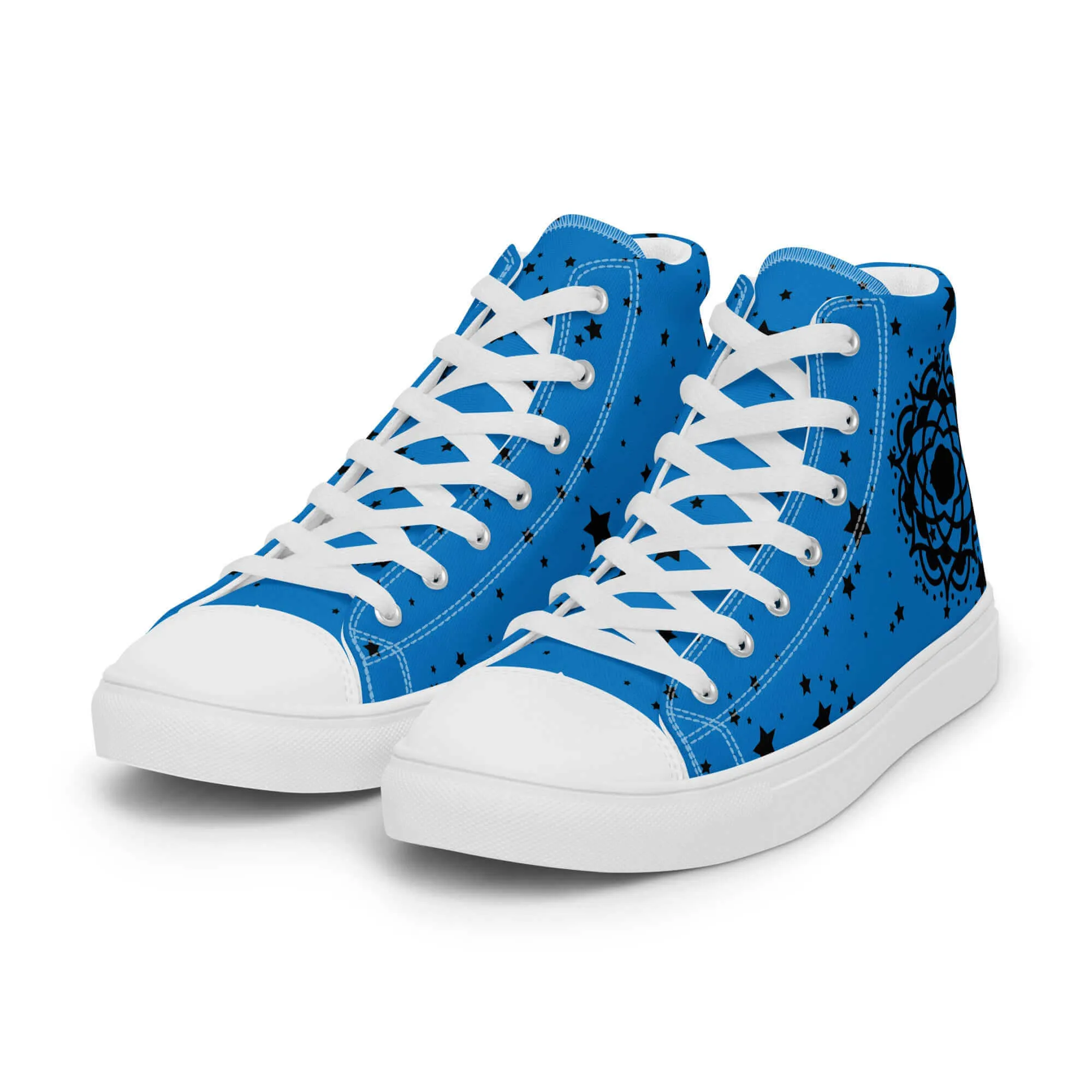 Nowhere2be Blue Flower high top canvas shoes