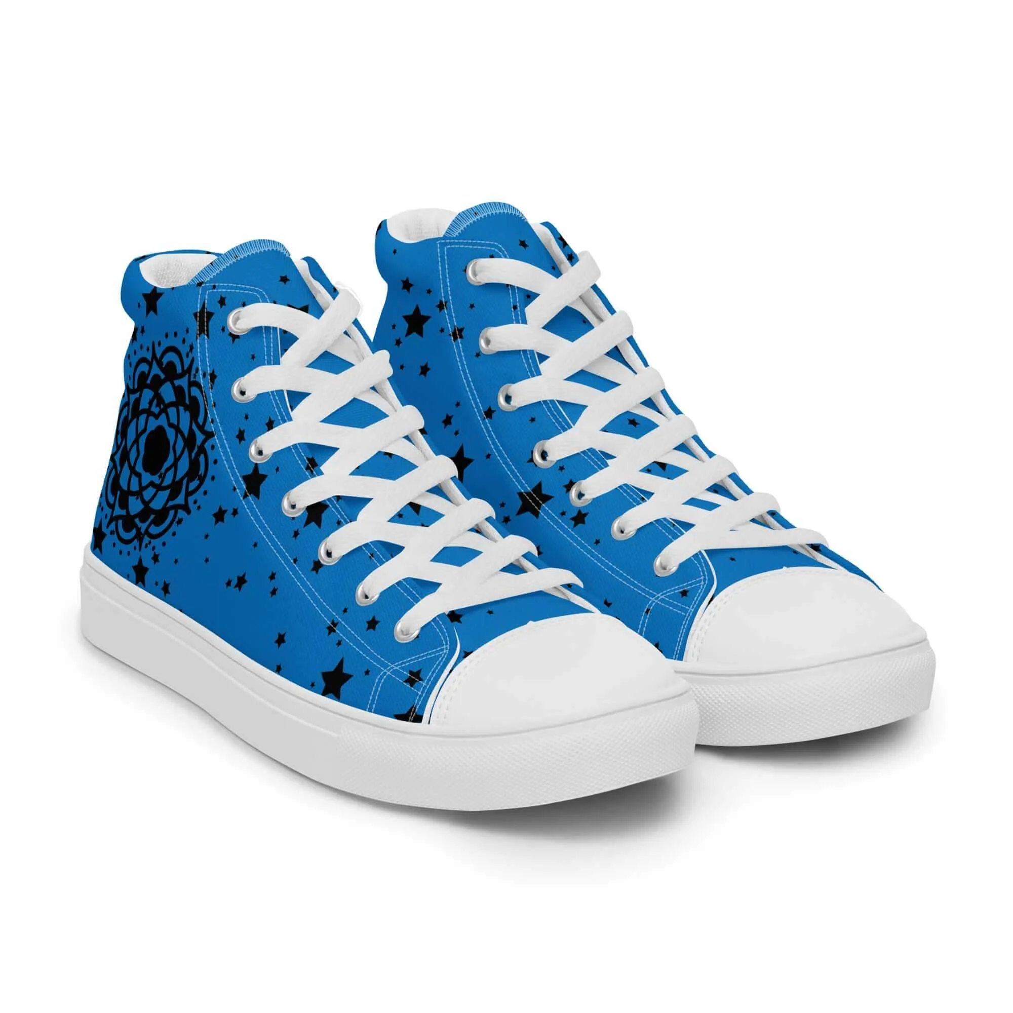 Nowhere2be Blue Flower high top canvas shoes