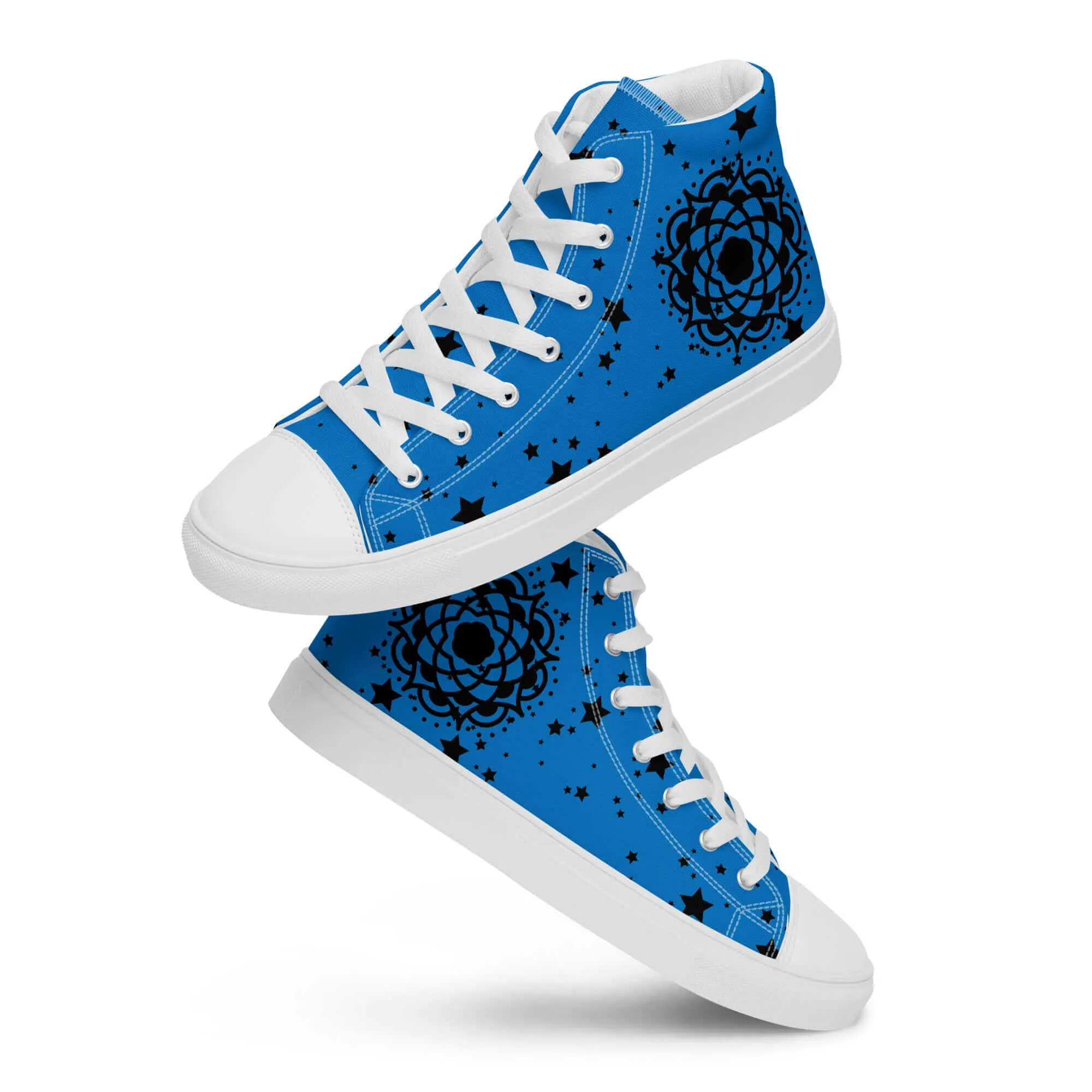 Nowhere2be Blue Flower high top canvas shoes