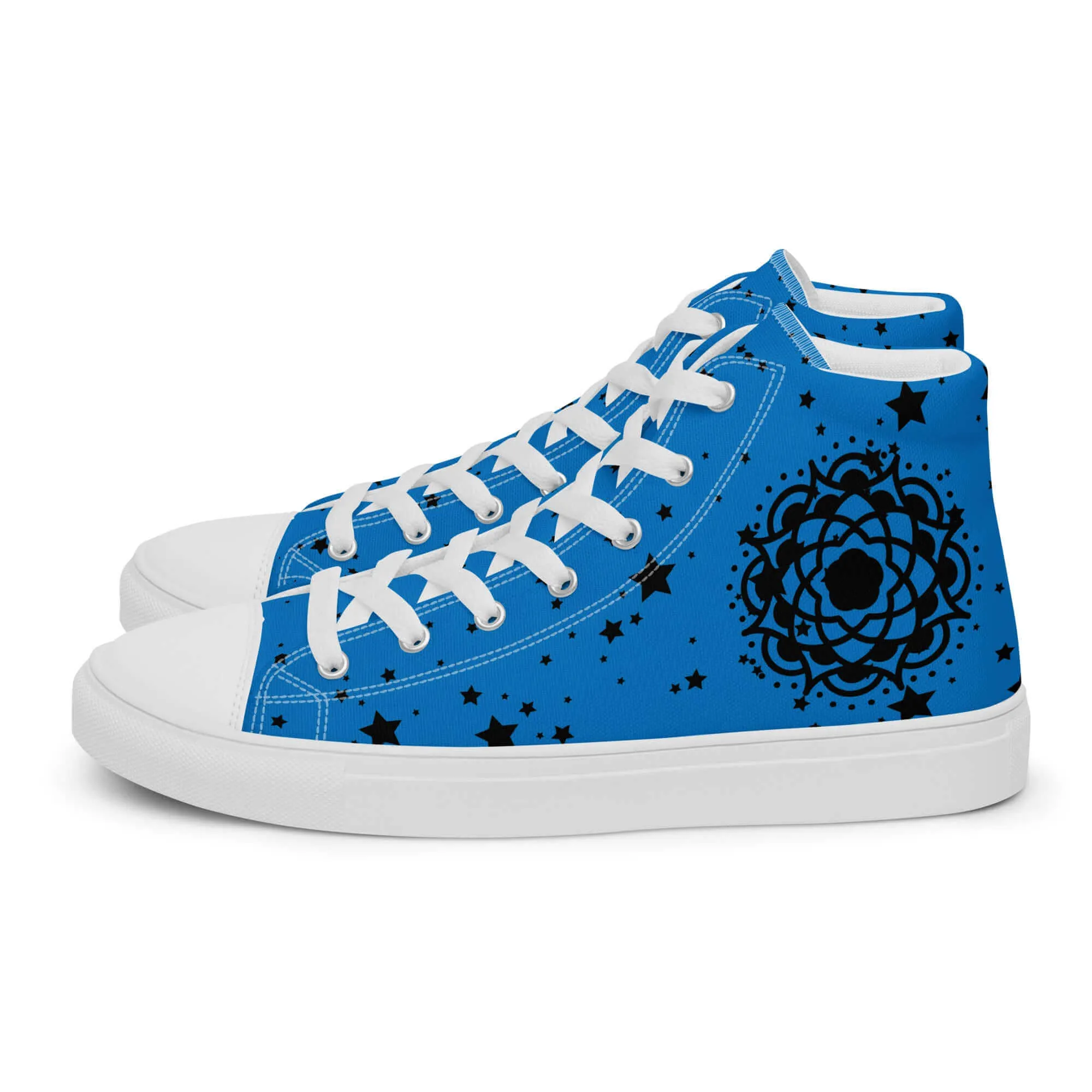 Nowhere2be Blue Flower high top canvas shoes