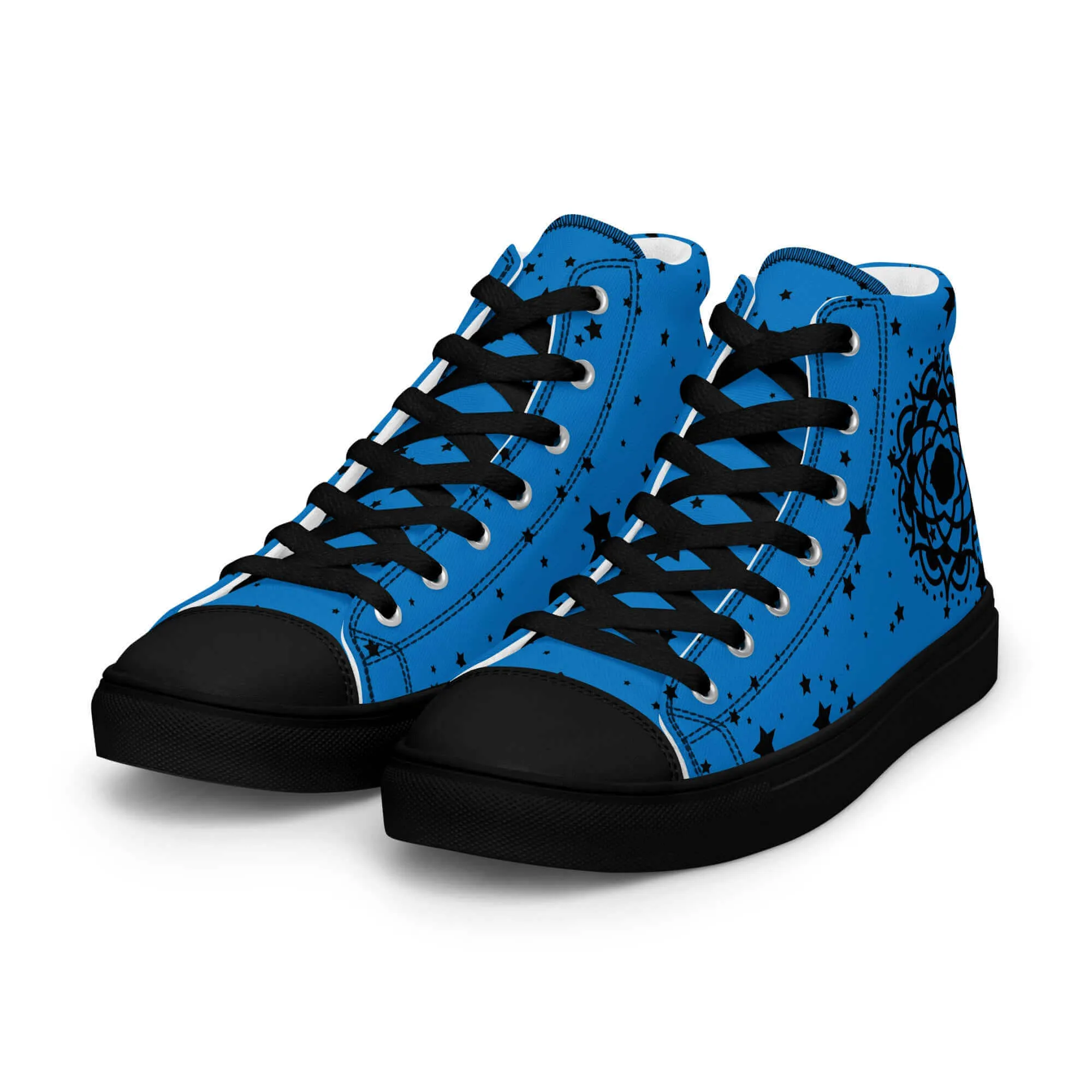 Nowhere2be Blue Flower high top canvas shoes