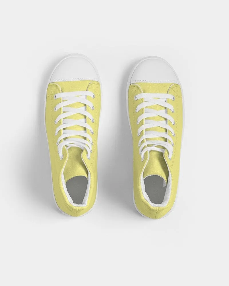 Pastel Yellow Women's High-top Canvas Sneakers | Women's | Bright Pastel Yellow | C0M0Y60K0