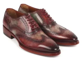 Paul Parkman Goodyear Welted Men's Two Tone Wingtip Oxfords in Green & Bordeaux