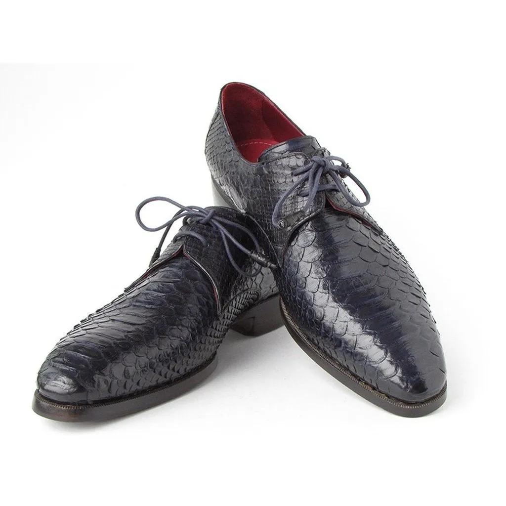 Paul Parkman Men's Navy Genuine Python Derby Shoes (ID#66CK94-NAVY)