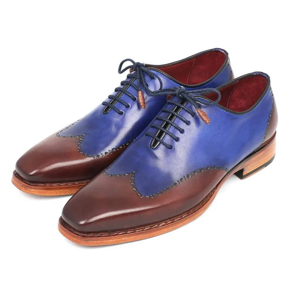 Paul Parkman Men's Wingtip Oxford Goodyear Welted Blue & Brown (ID#81BLU57)