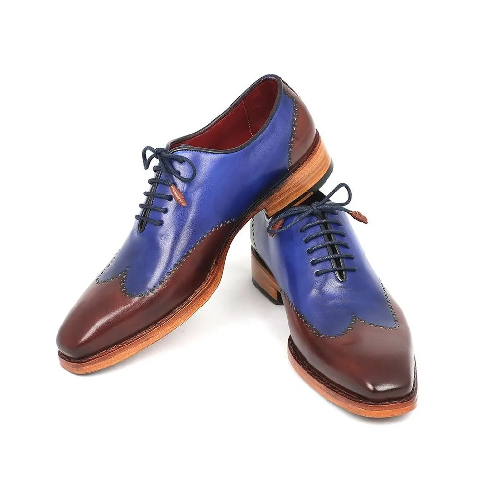 Paul Parkman Men's Wingtip Oxford Goodyear Welted Blue & Brown (ID#81BLU57)