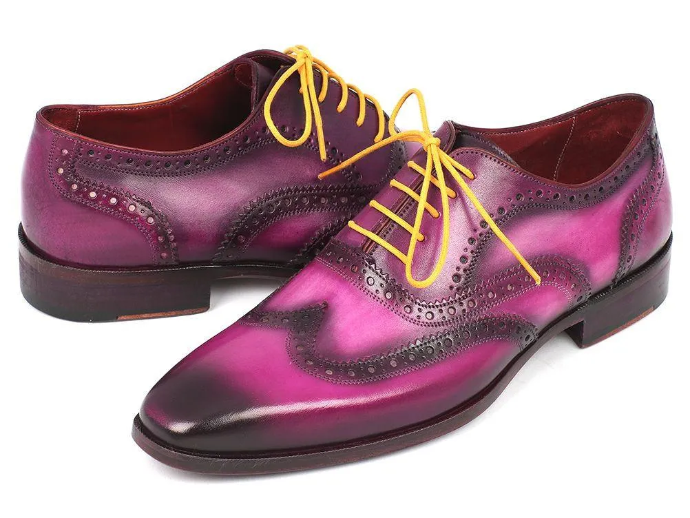 Paul Parkman Men's Wingtip Oxfords Lilac Handpainted Calfskin (ID#228-LIL)