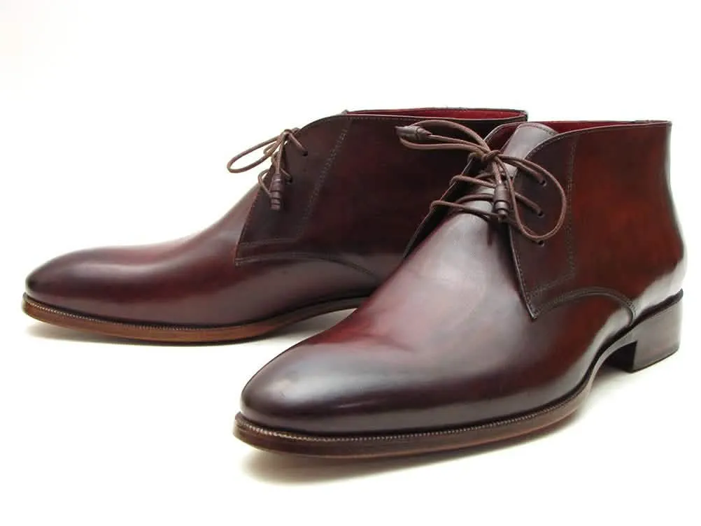 Personalized Brown & Bordeaux Artisan Chukka Boots by Paul Parkman