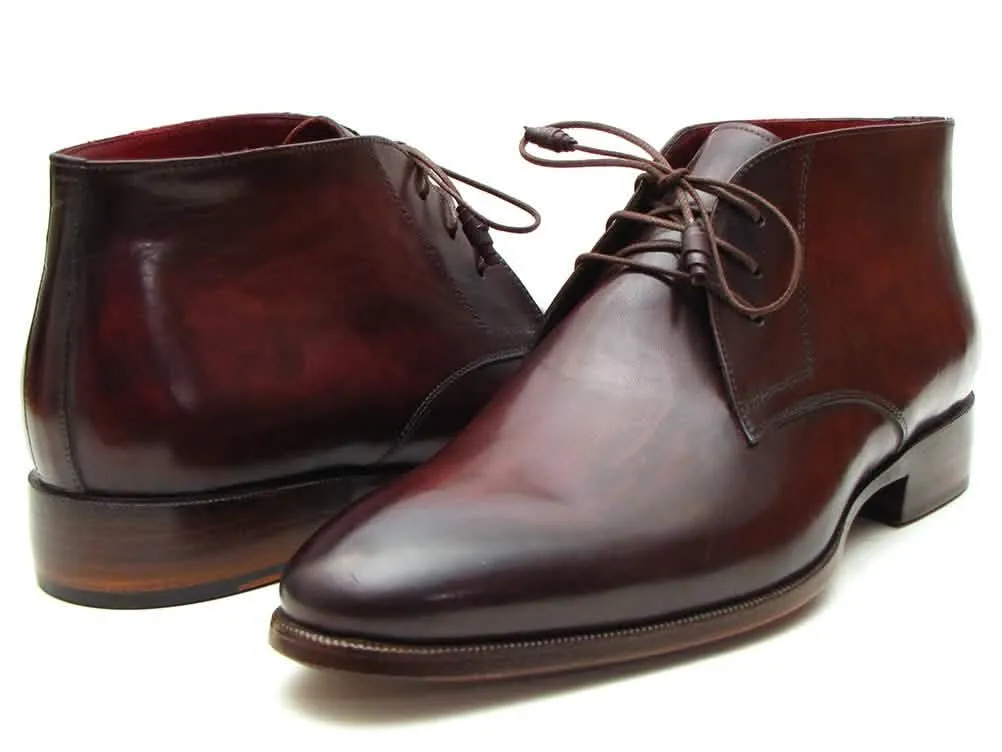 Personalized Brown & Bordeaux Artisan Chukka Boots by Paul Parkman