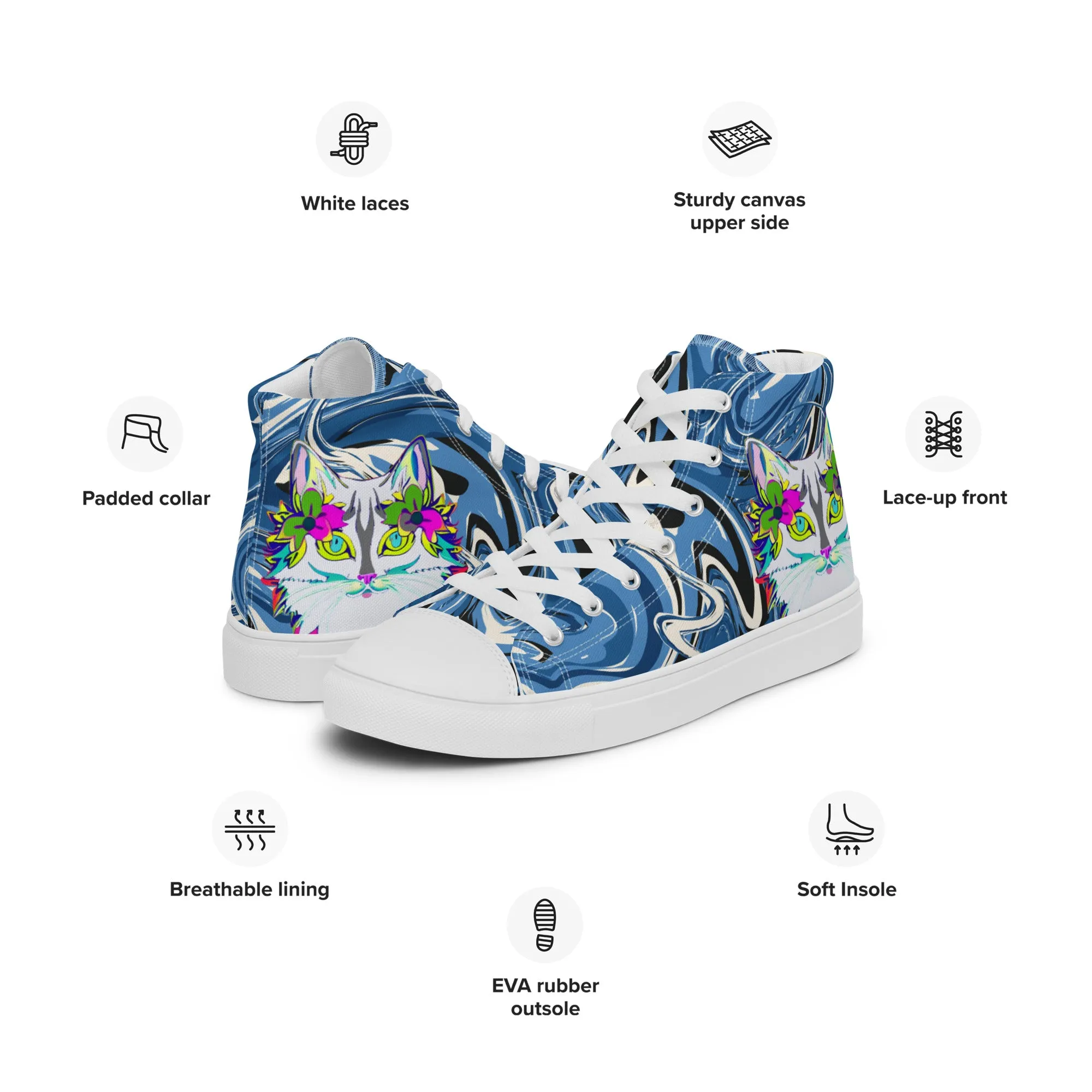 "Sonya My Beautiful Cat" Collection - Women’s High Top Canvas Shoes