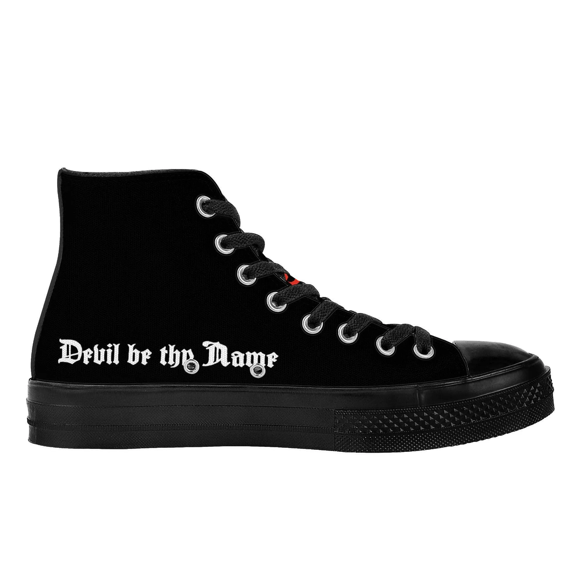 Satan Walk with Me High Top Canvas Shoes - Black