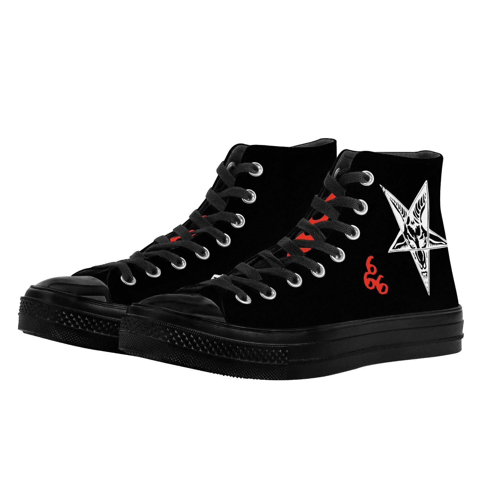 Satan Walk with Me High Top Canvas Shoes - Black