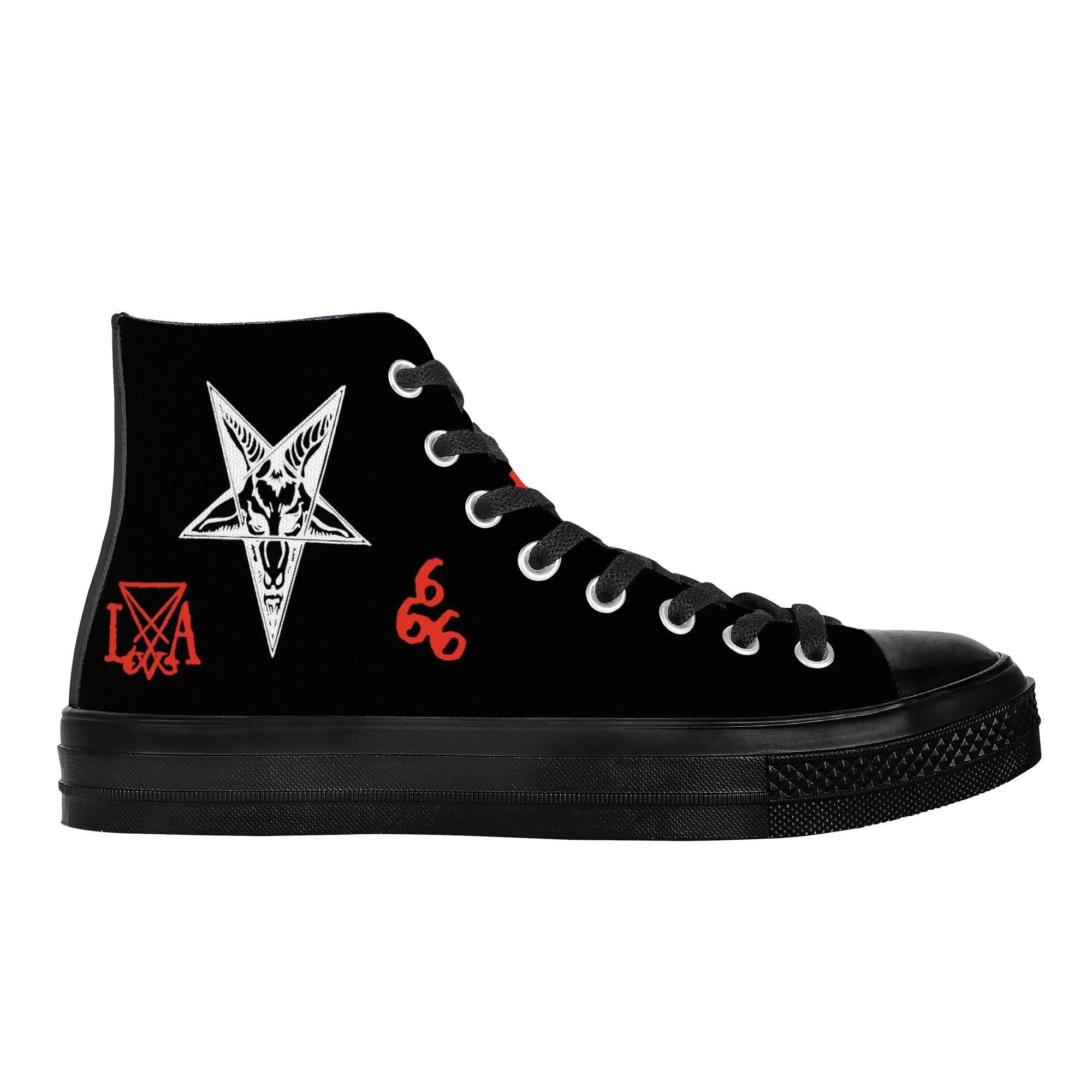 Satan Walk with Me High Top Canvas Shoes - Black