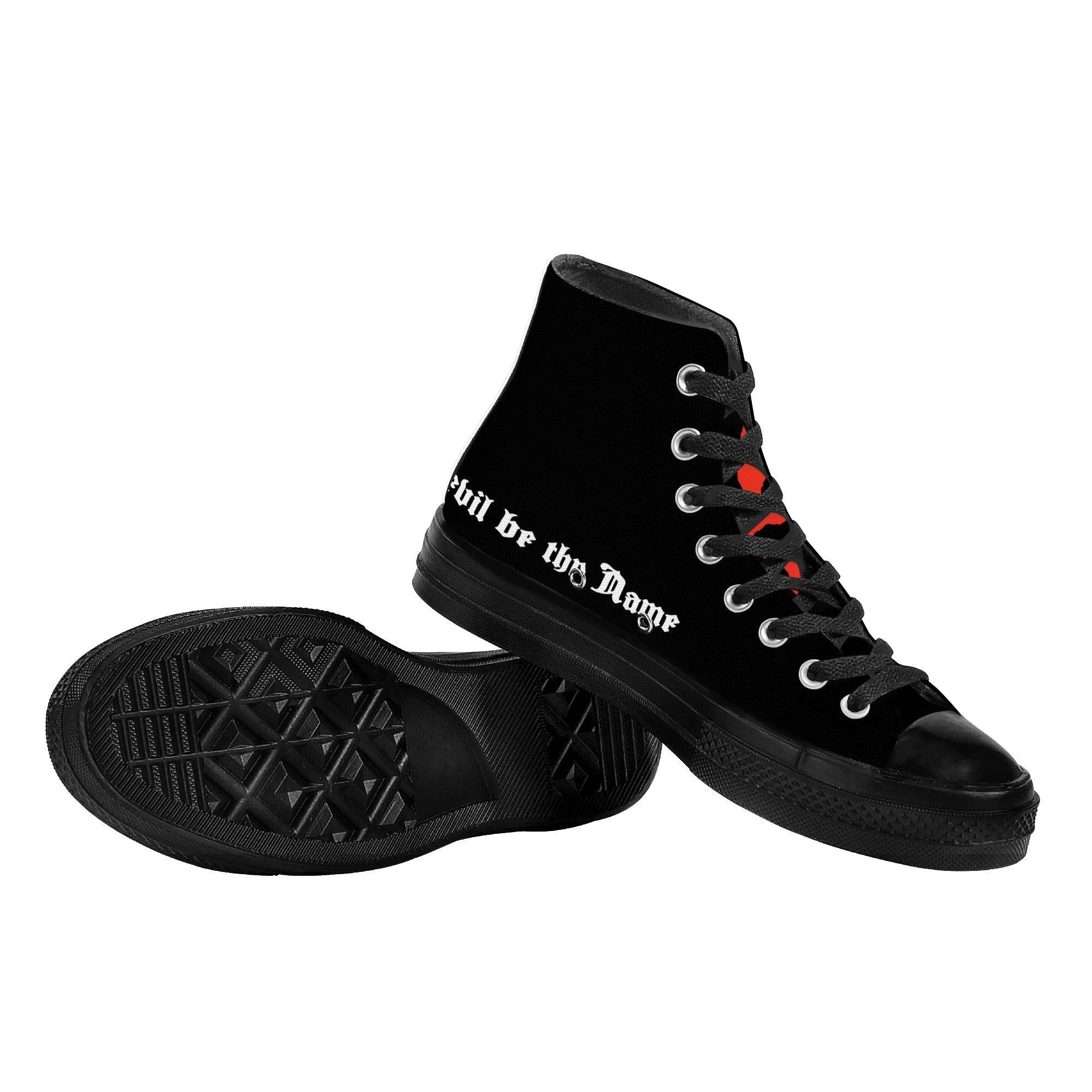 Satan Walk with Me High Top Canvas Shoes - Black