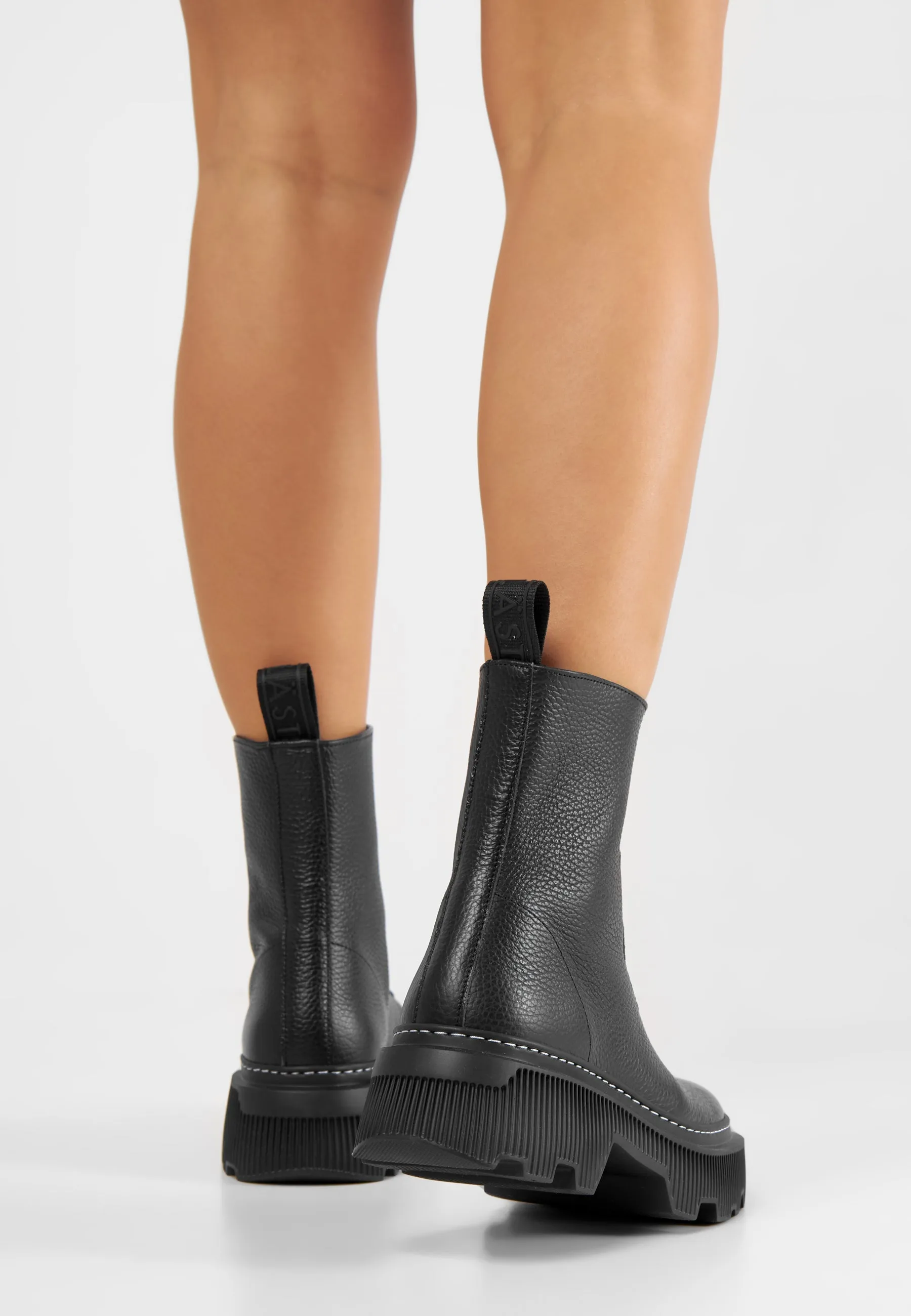 Shane Black Front Zip Leather Boots