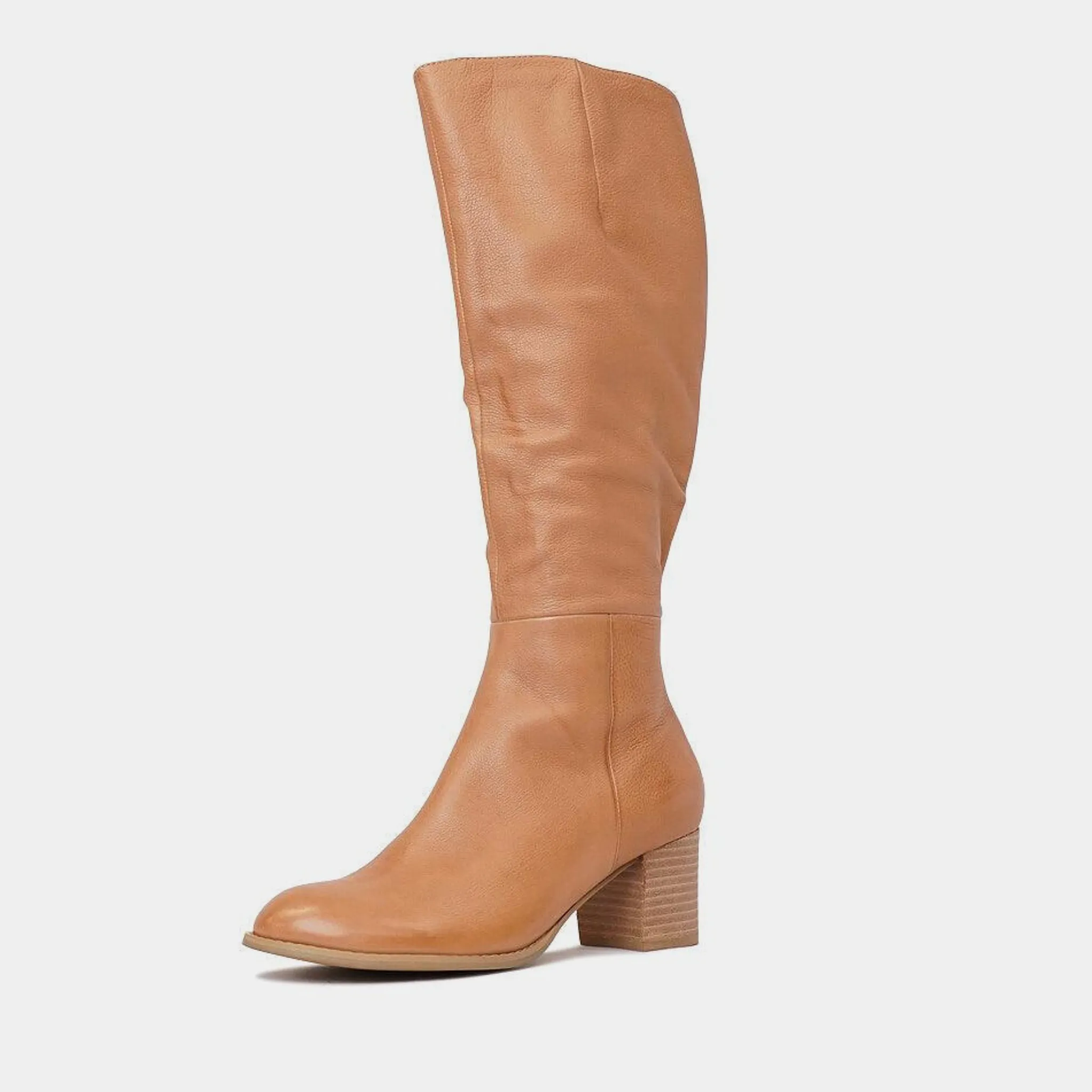 Sled Dark Tan Leather Knee High Boots