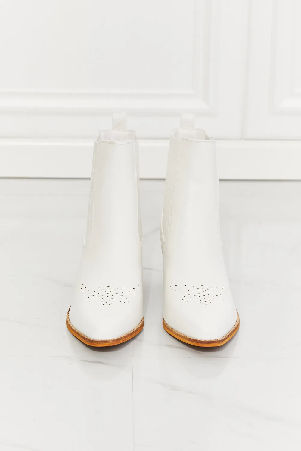 Stacked Heel Chelsea Boot in White