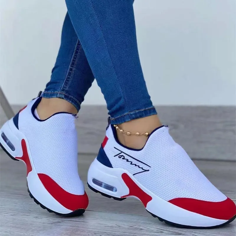 Tennis Shoes for Women 2022 Gym Sports Shoes Female Wedge Platform Sneakers Lace-up Breathable Walking Shoes Tenis Feminino