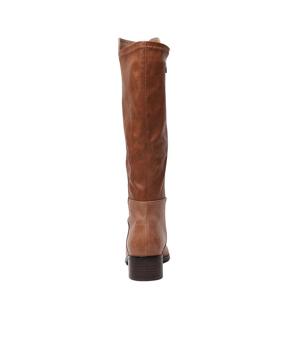 Tetley Cognac Leather Knee High Boots