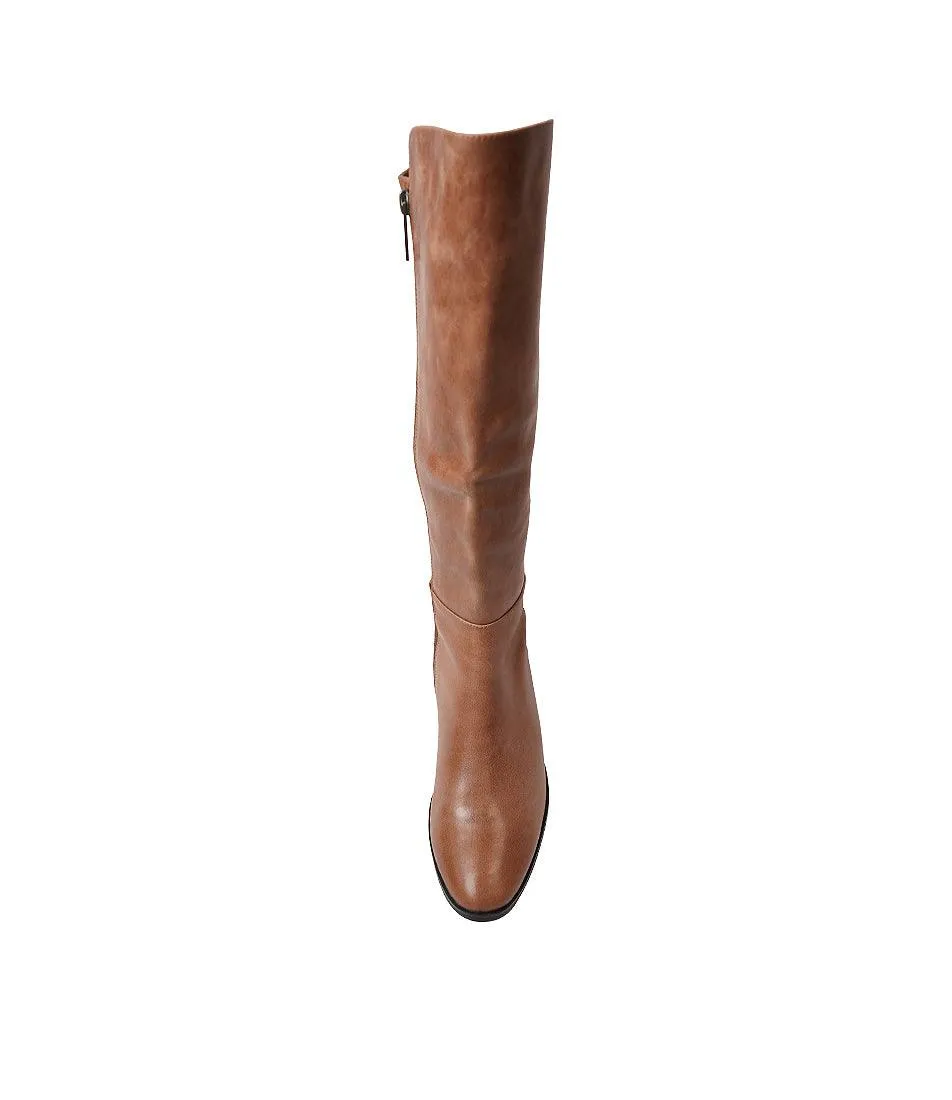 Tetley Cognac Leather Knee High Boots