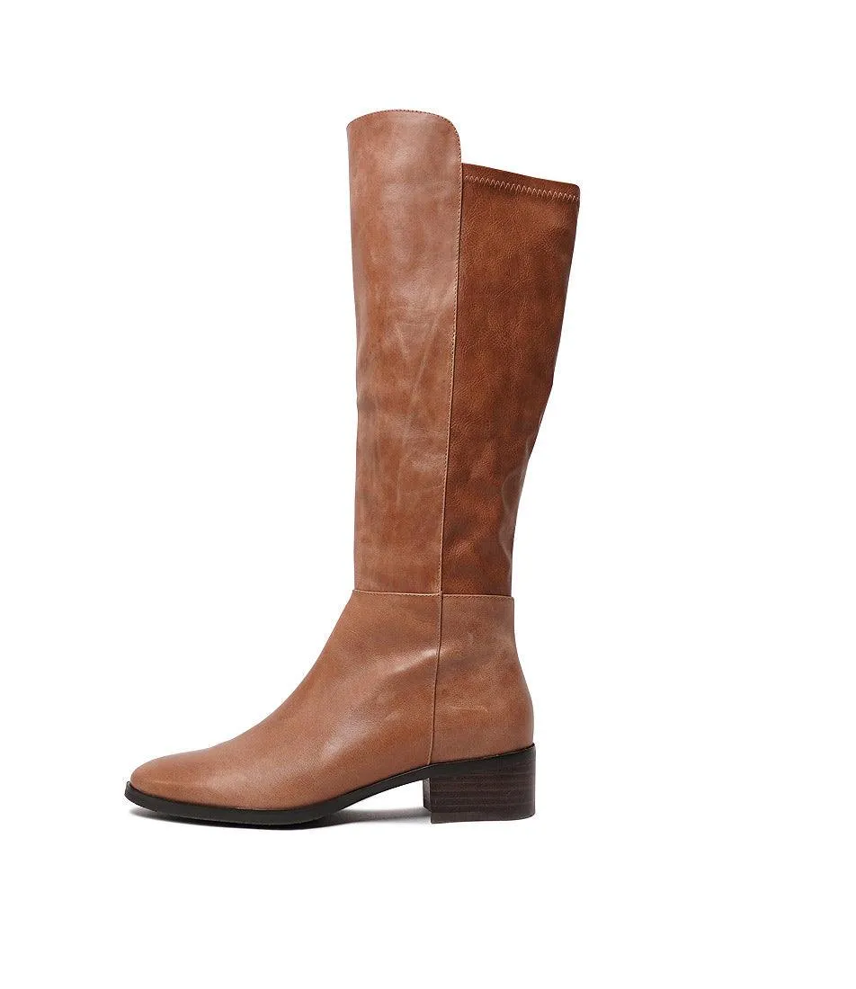 Tetley Cognac Leather Knee High Boots