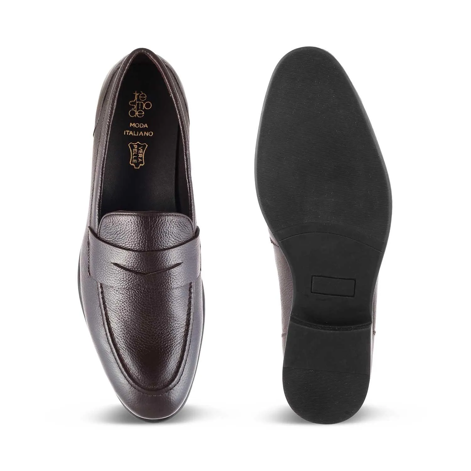 The Paris Brown Men's Leather Penny Loafers Tresmode