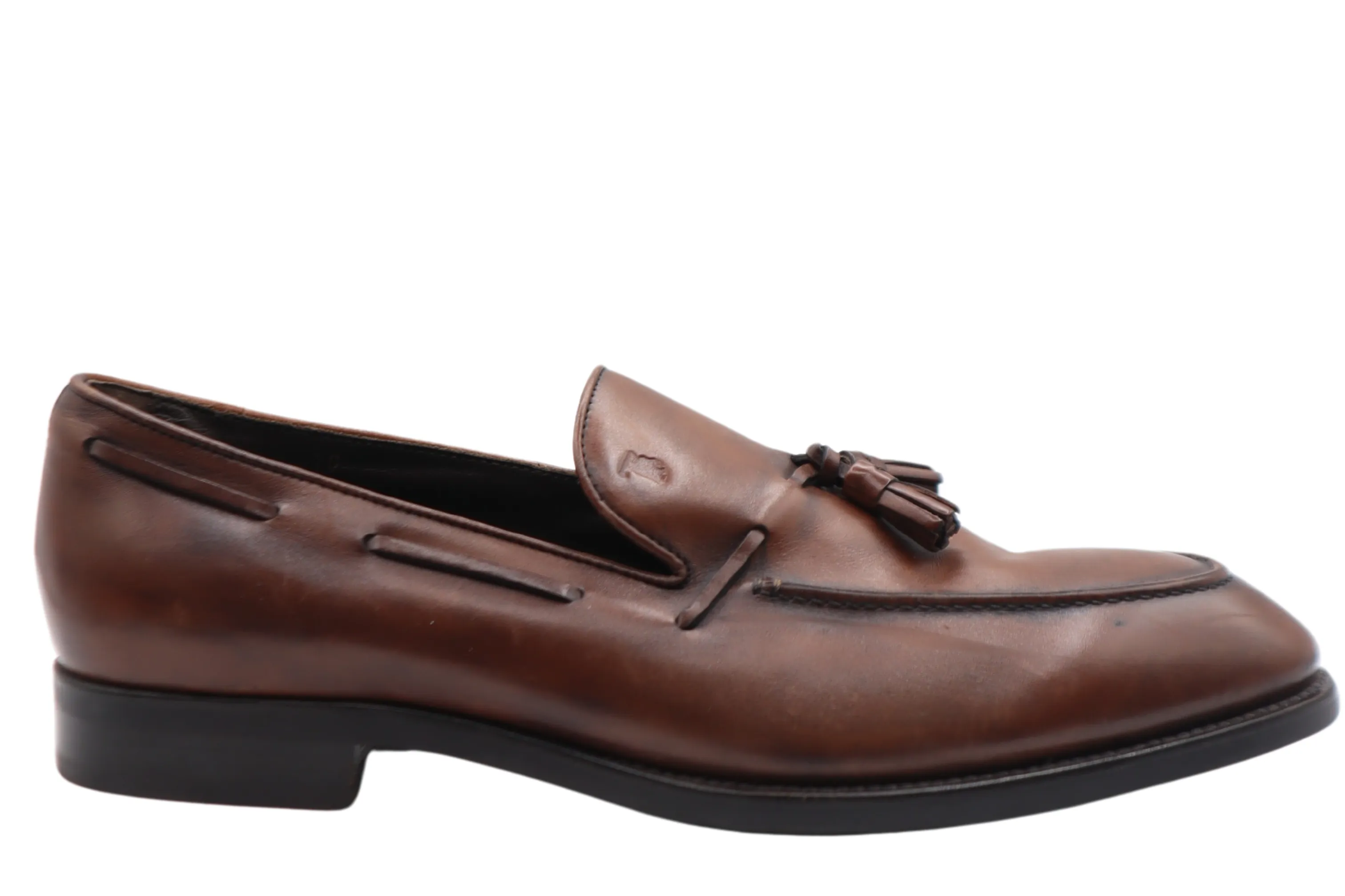 Tods Mens Brown Tassled Penny Loafers