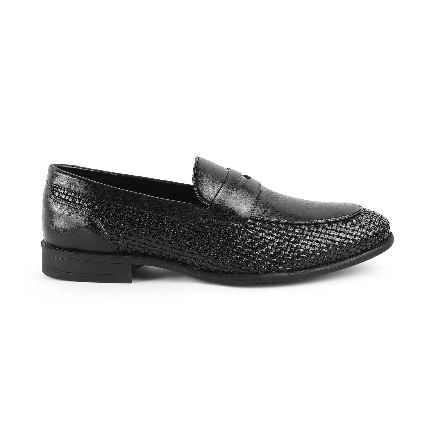 Tresmode Jim Black Men's Leather Penny Loafers