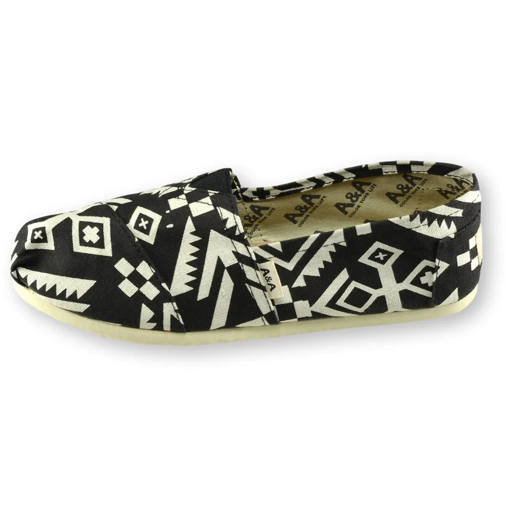 Tribu Black Canvas Slip On Shoes for Women