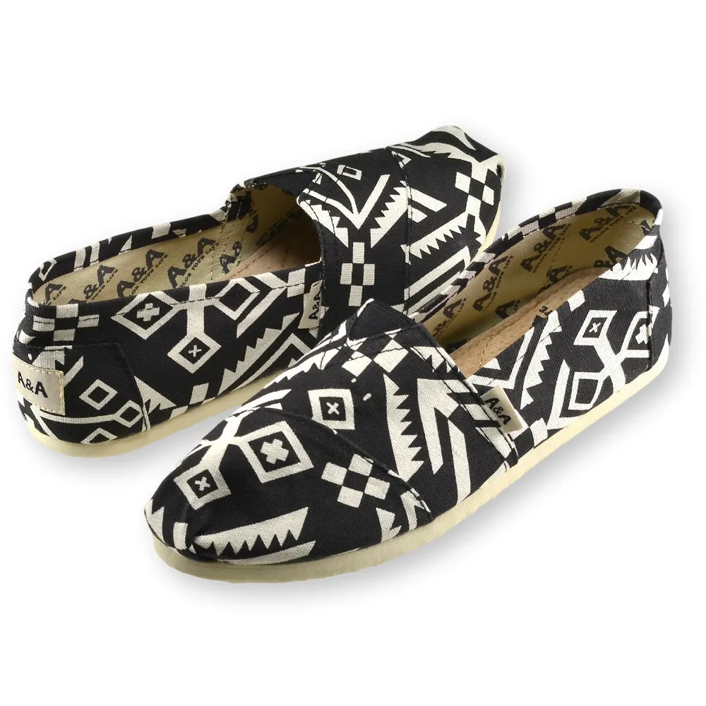 Tribu Black Canvas Slip On Shoes for Women