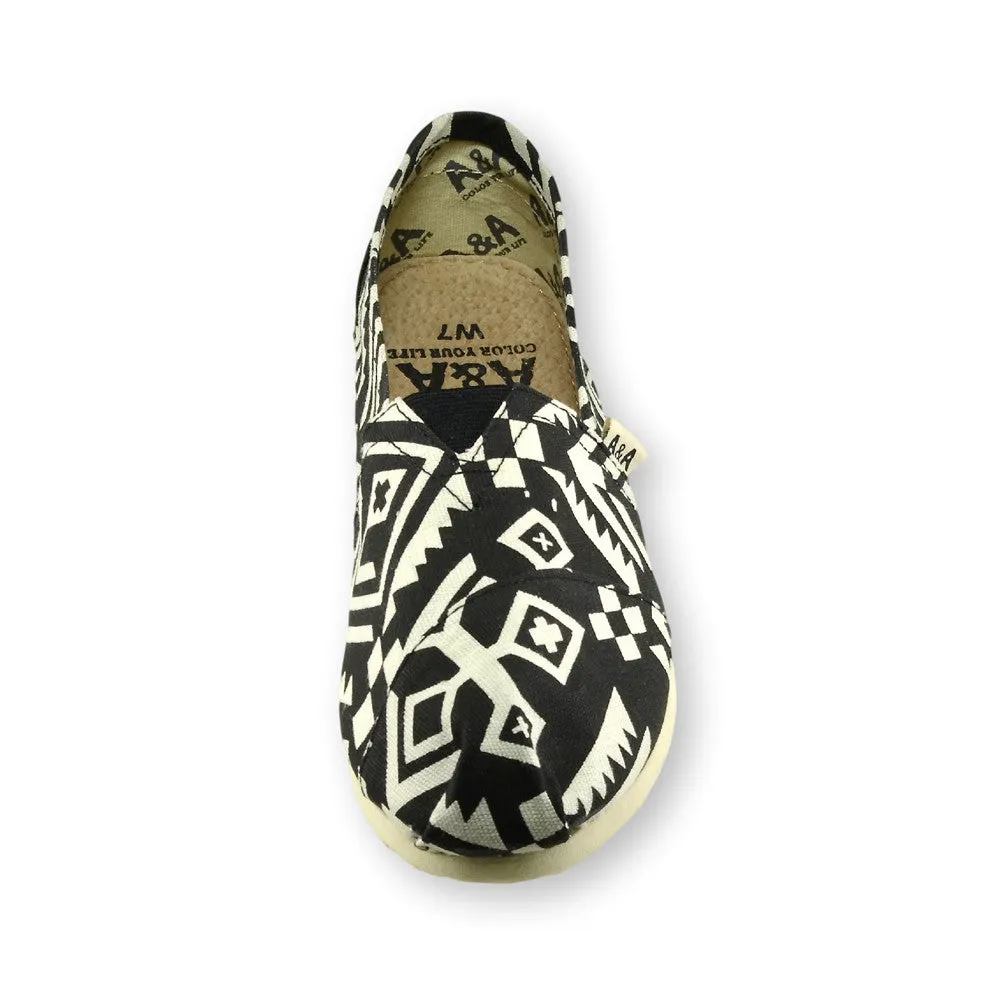 Tribu Black Canvas Slip On Shoes for Women