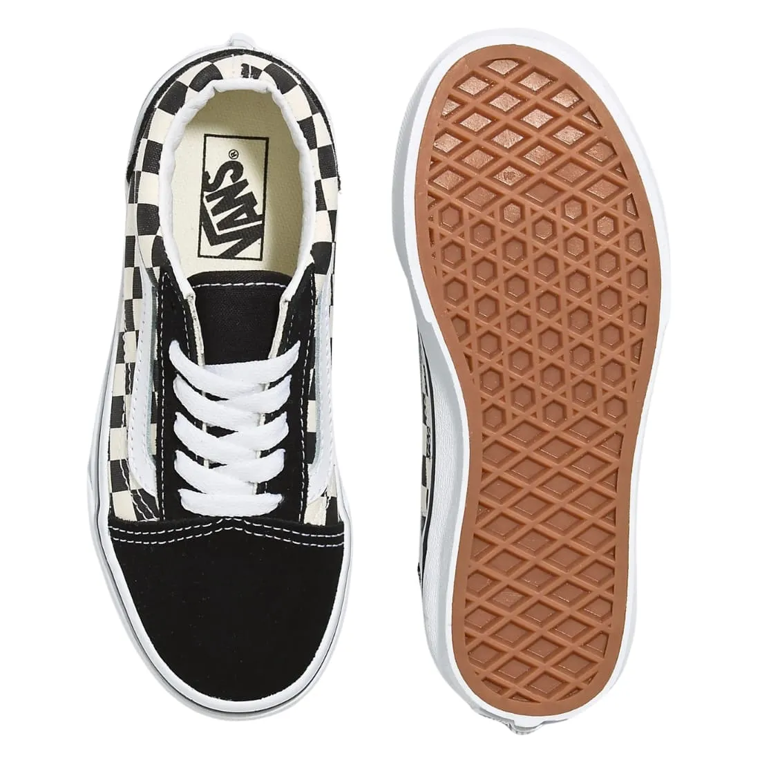 Vans Kids Old Skool Skate Shoes - (Primary Check) Black/White