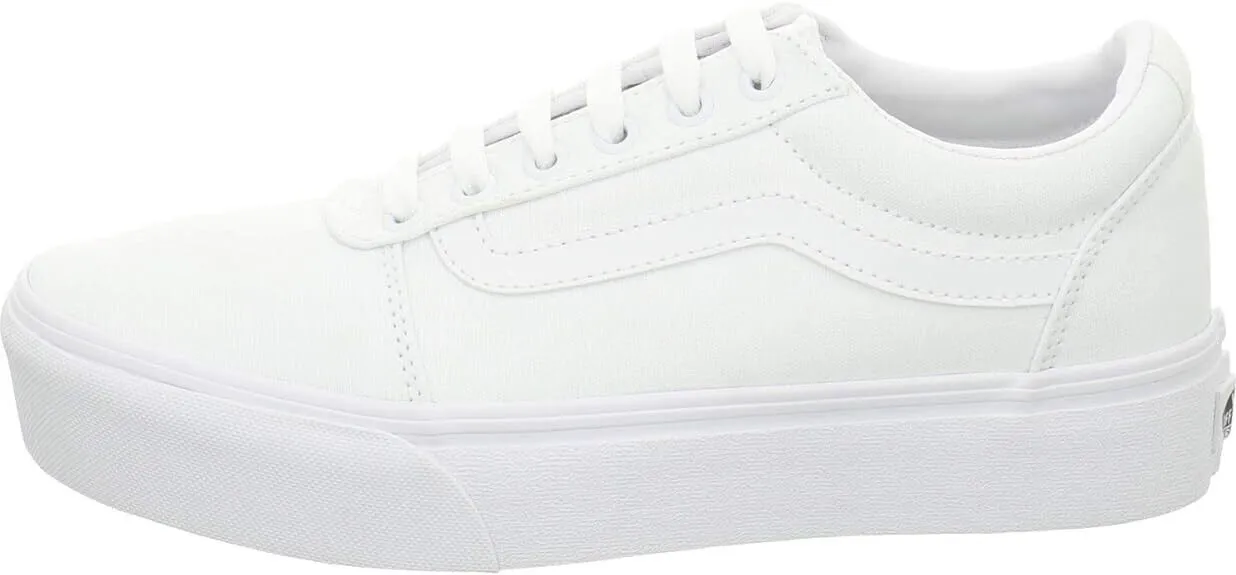 Vans Ward Platform VN0A3TLC0RG Women's White Canvas Low Top Skate Shoes KHO173