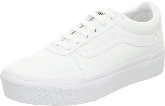 Vans Ward Platform VN0A3TLC0RG Women's White Canvas Low Top Skate Shoes KHO173