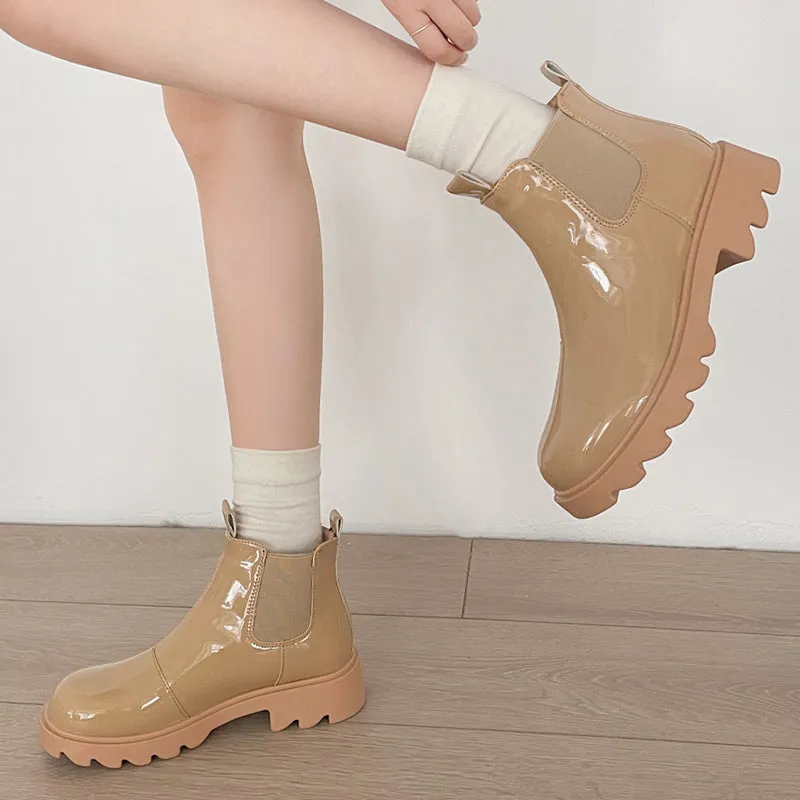 Warm Slip on Platform Waterproof Ankle Boots