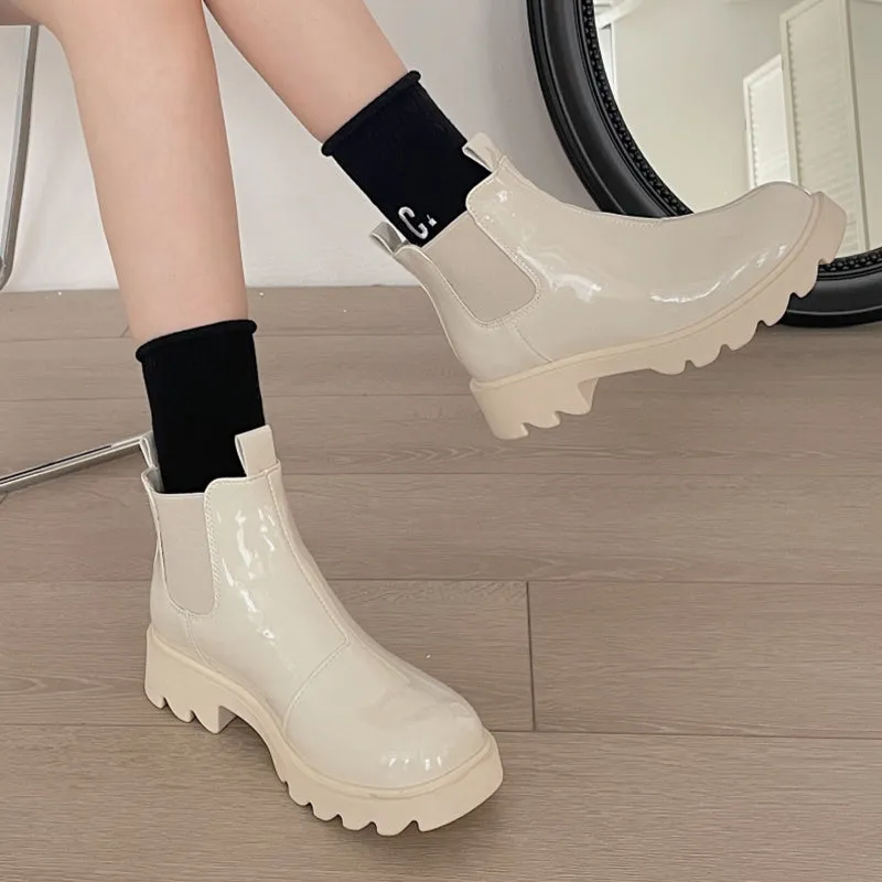 Warm Slip on Platform Waterproof Ankle Boots