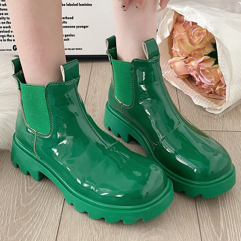 Warm Slip on Platform Waterproof Ankle Boots